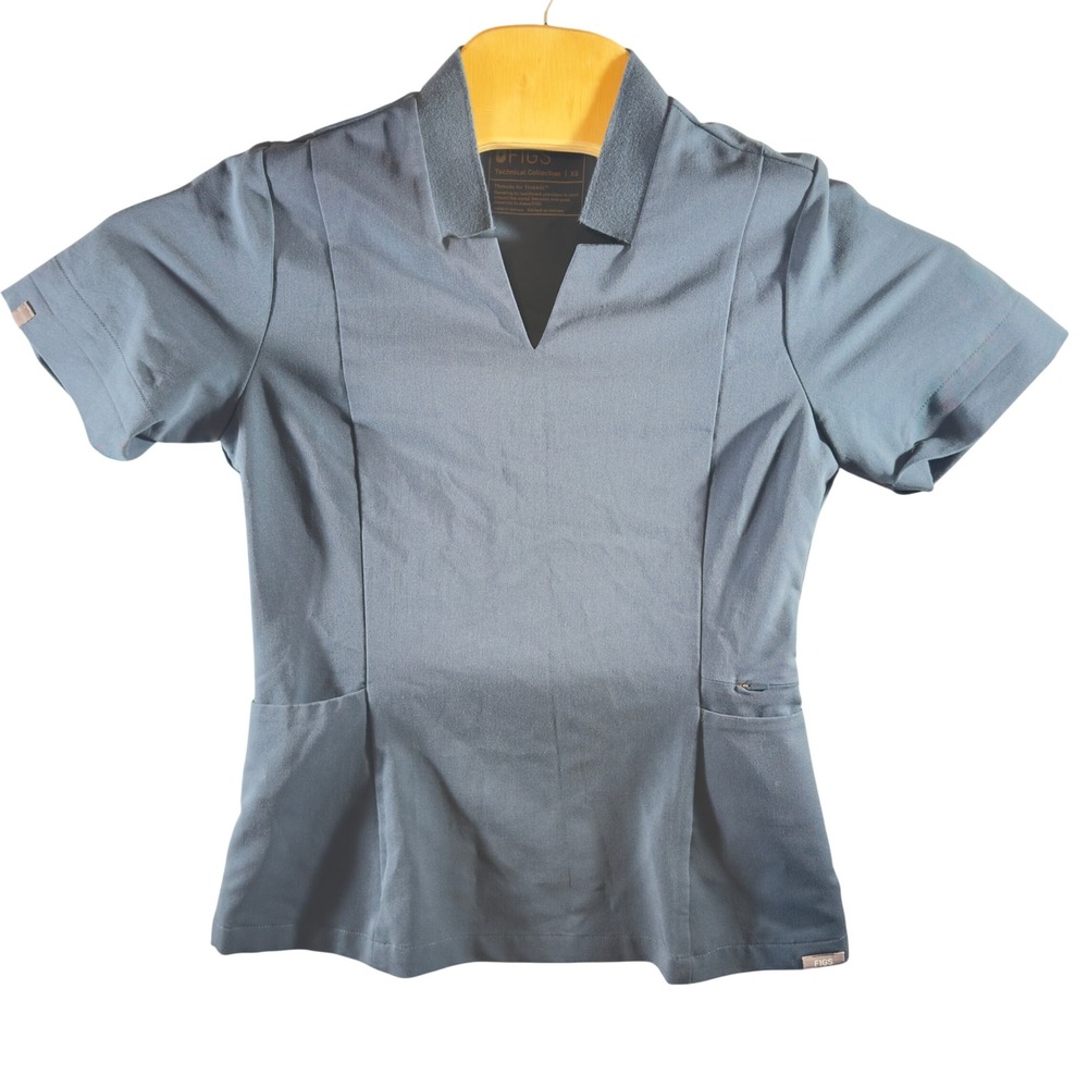 498 | FIGS Technical Collection Blue Scub Top XS Medical Healthcare Uniform